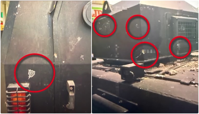 Prohibited Action Committee members fire on police armoured vehicles in Rawalakot